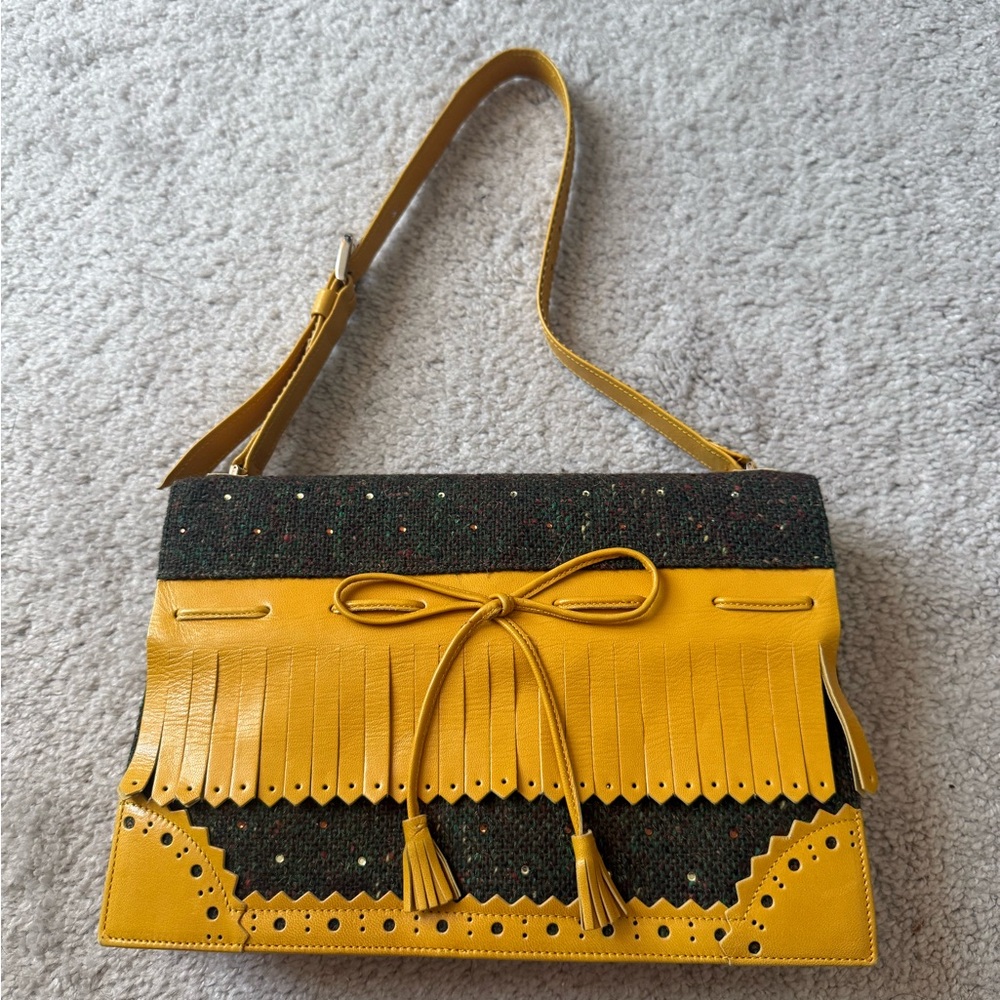 Moschino Yellow Fringe Shoulder Bag
